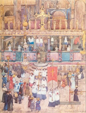 Procession de Pâques St Marks Maurice Prendergast aquarelle Peinture à l'huile